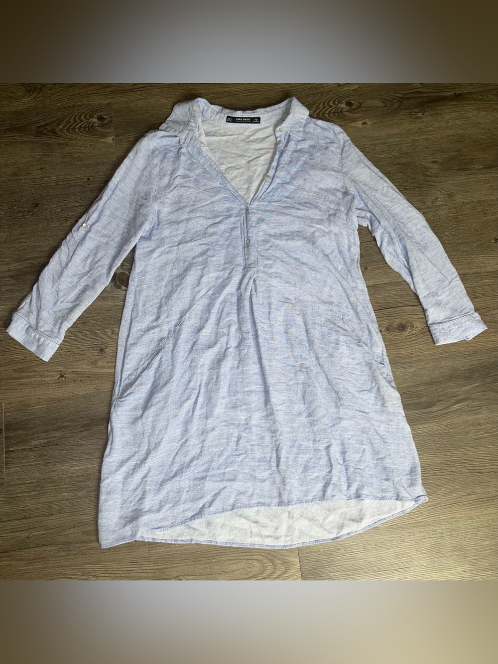 Zara Linen Dress M Cover Up Euro-summer Resortwear Vacation Coastal Casual Beach